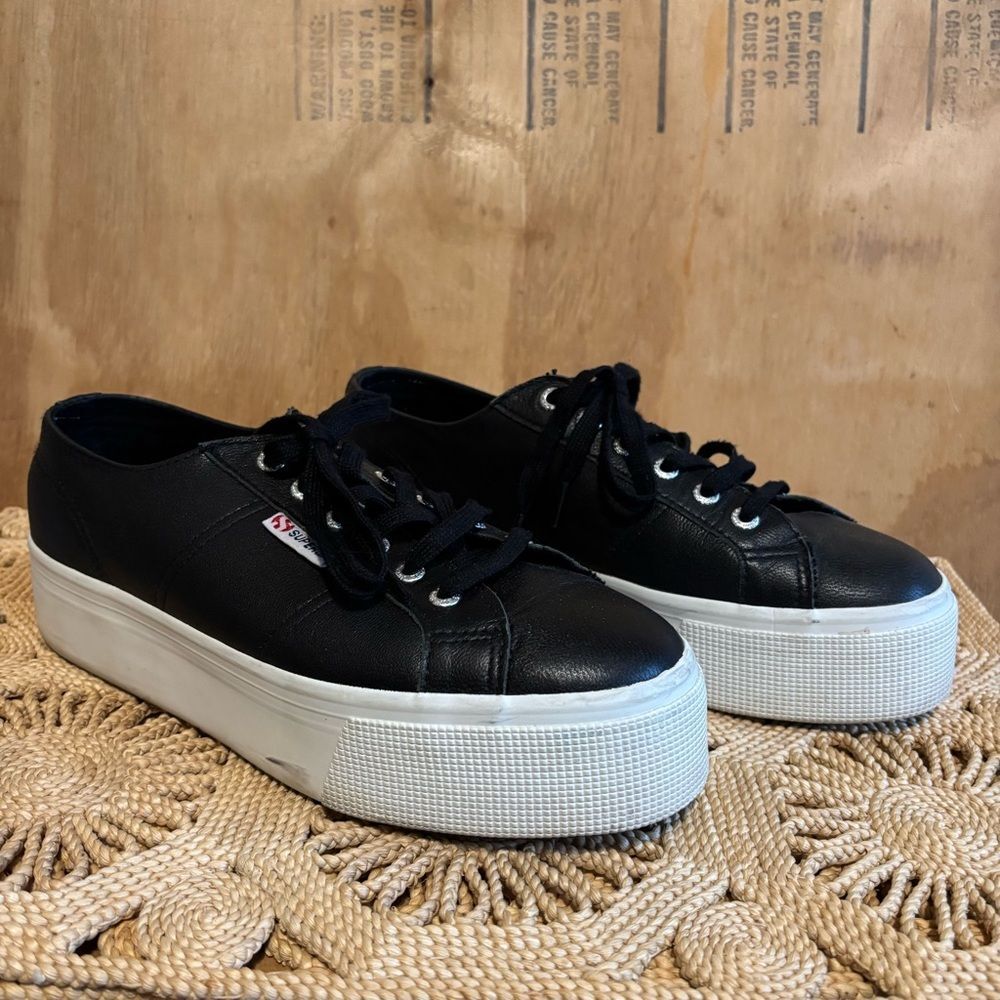 Superga 2790 Tank Black Platform Sneaker Sz 10